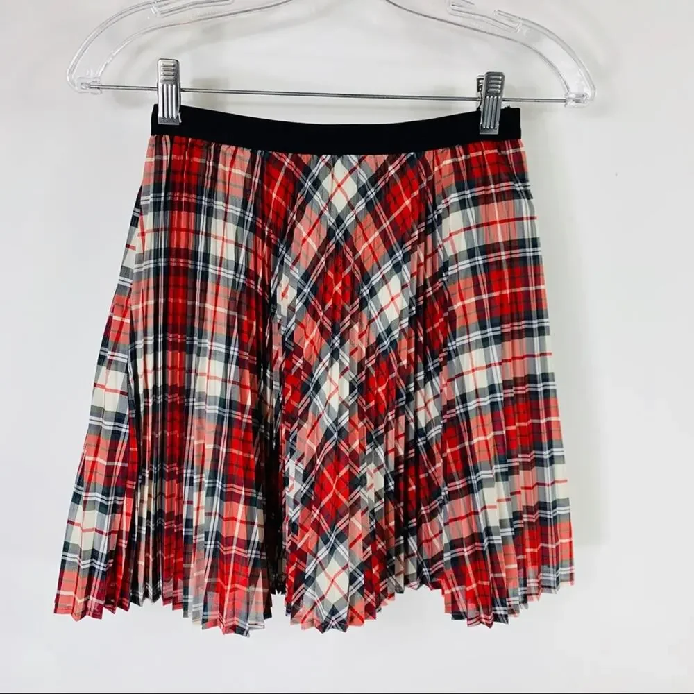 GAP Kids Plaid Accordion Pleat Midi Skirt XL